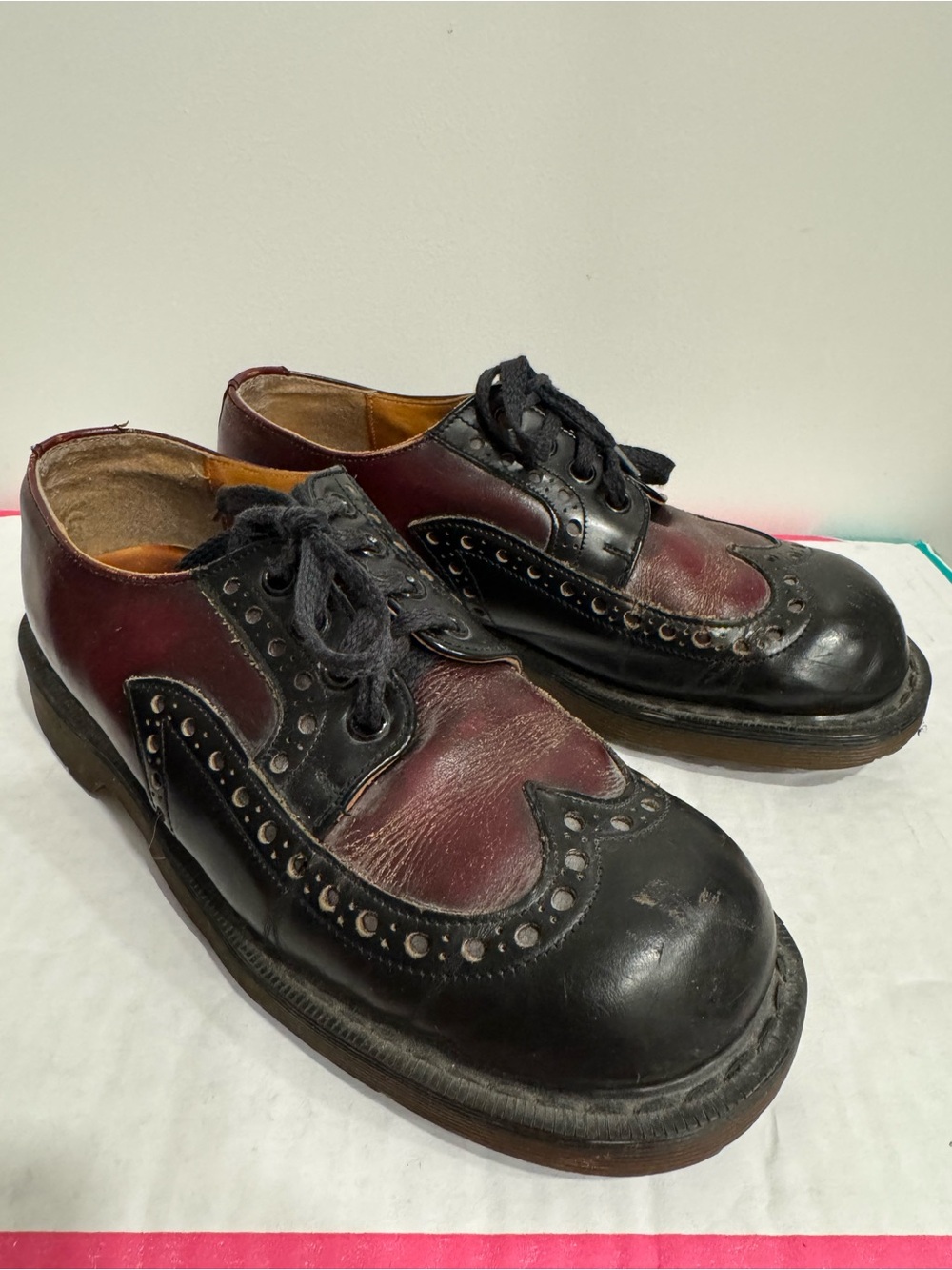 vintage Dr. Martens 3989 Brogue Shoes classic black and burgundy leather